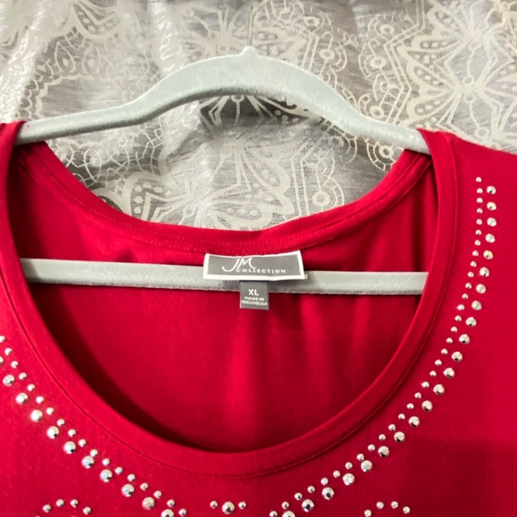 ♦️JM Collection Women’s Red Top Size XL NWOT - Picture 2 of 4